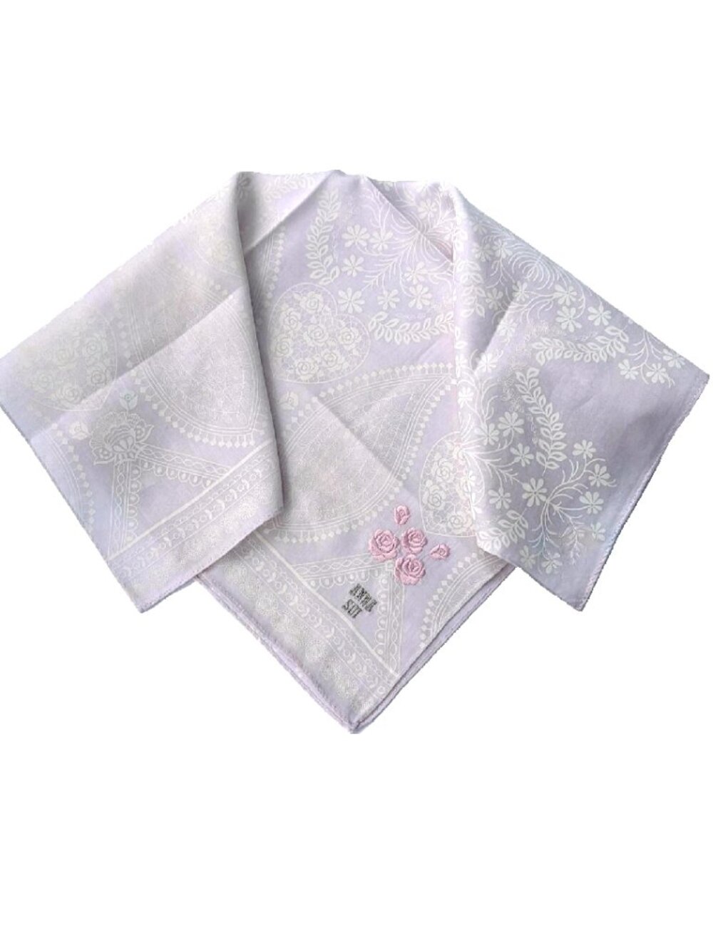 Vintage Anna Sui Embroidered Floral Scarf 19"